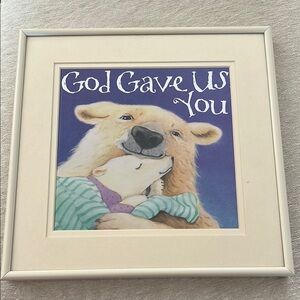 Framed Polar Bear Art Print - Cream and Purple